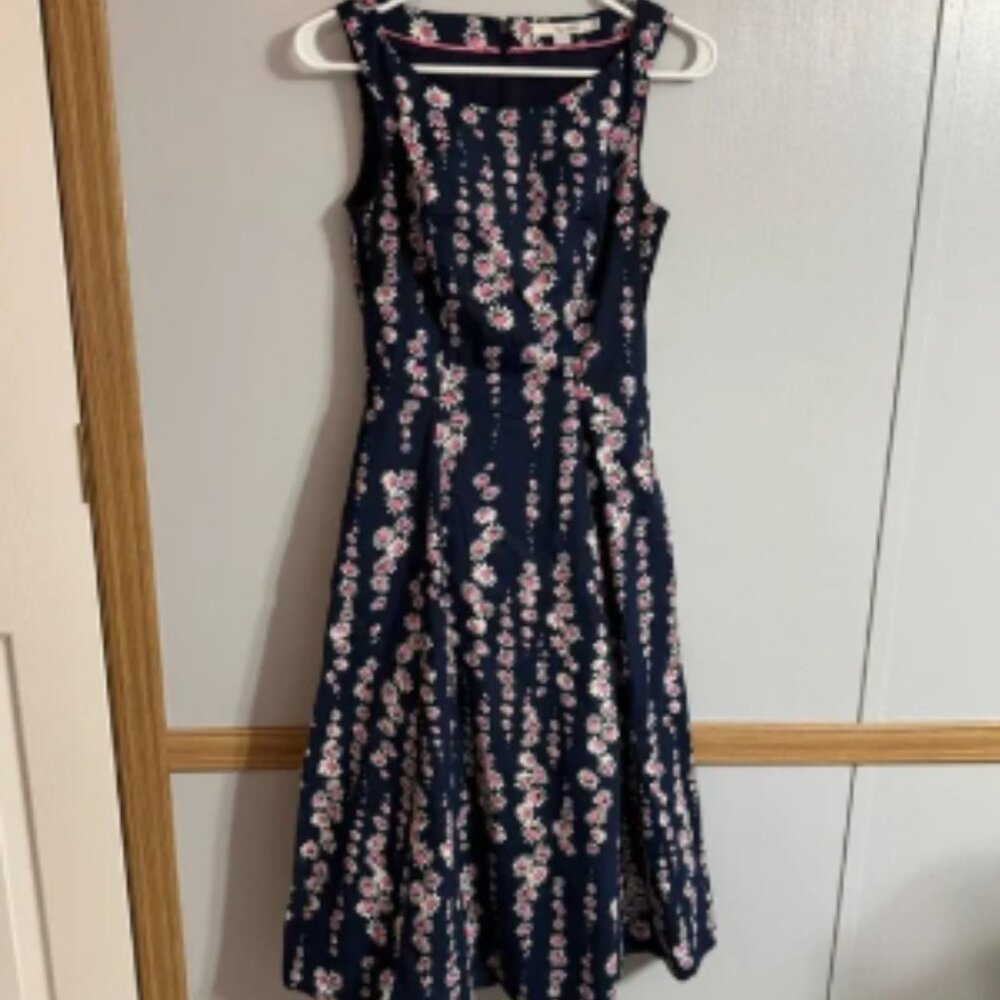 Boden Navy Blue Floral Midi Dress Size 2